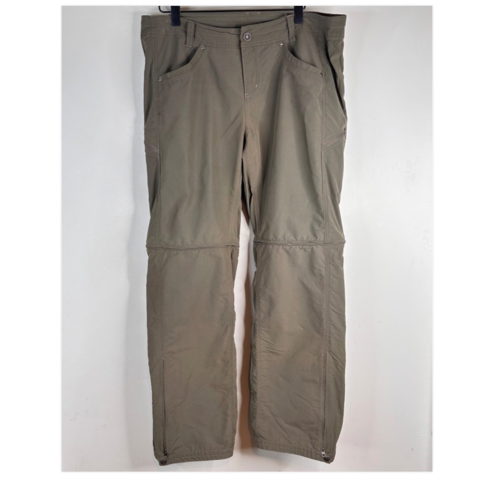 KUHL Convertible Hiking Pants Womens 14 Olive Zip Off Shorts Stretch Camping